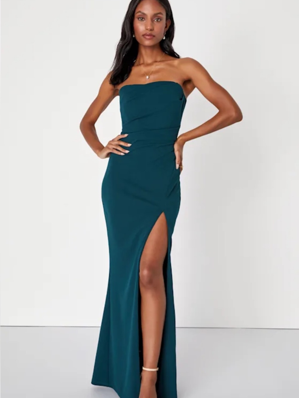 New Lulus Marvelous Entrance Strapless Pleated Emerald Evening Gown Sz XL